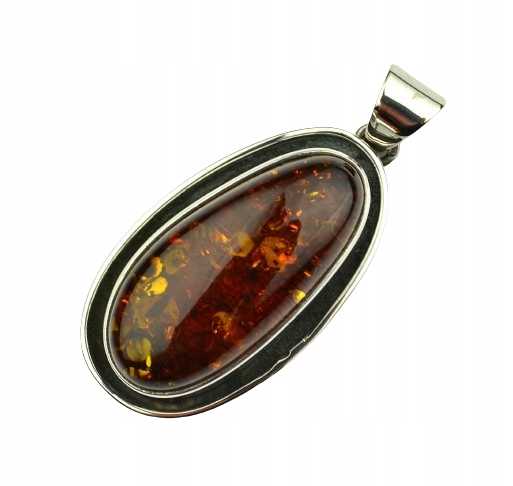 Klasický Koňakový Přívěsek Baltský Jantar Stříbro