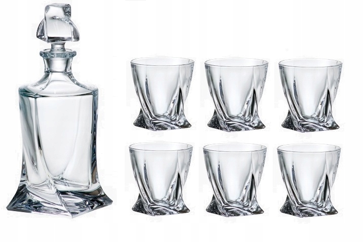 Bohemia Quadro Sada na whisky Karafa 850 ml Poháre 6 x 340 ml Darček