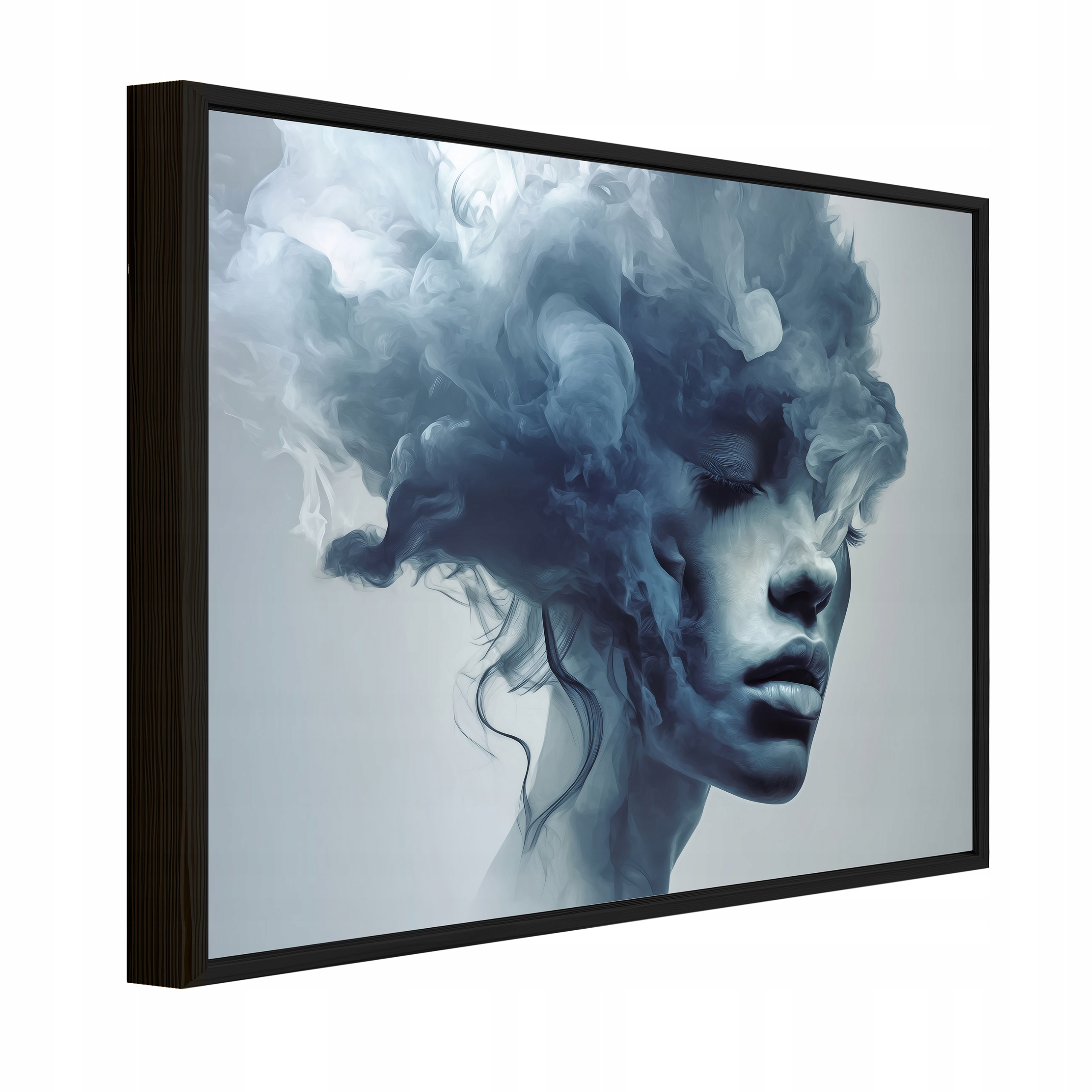 Obraz V Černém Rámu Na Plátně Žena Tvář Kouř Obývací Pokoj Ložnice 120x80