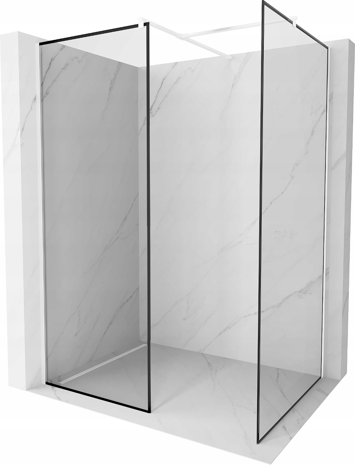 Mexen Kioto sprchová zástěna Walk-in 90x80 cm černý rám bílé sklo