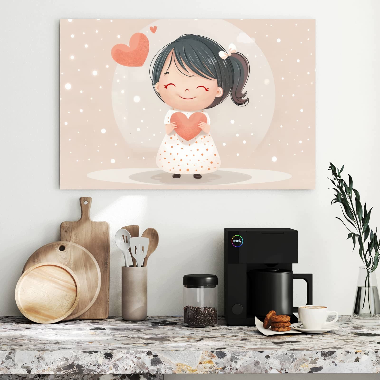 Magnetická tabule Urocze Dívka Srdce 90 × 60 cm