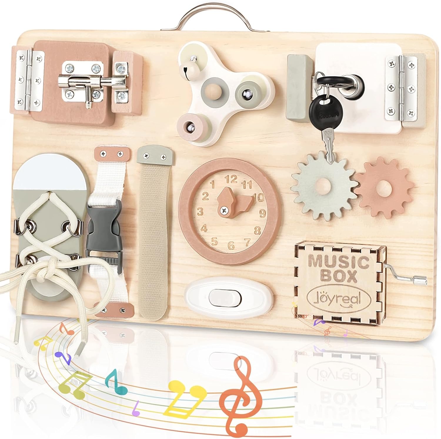 Deska motoryczna Montessori Busy Board drewniana brązowa rozmiar M