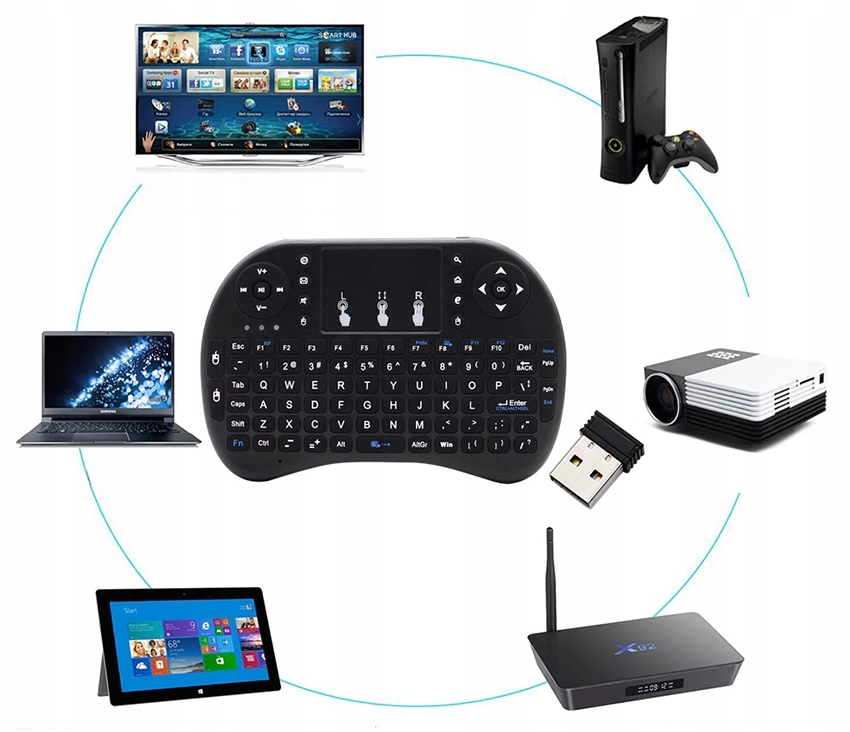 PODŚWIETLANA KLAWIATURA BEZPRZEWODOWA i8 Smart TV Model i8