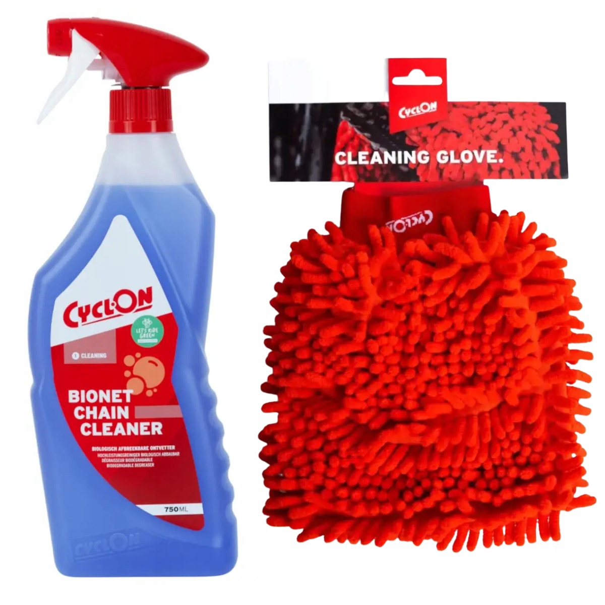 Zestaw do mycia roweru odtłuszczacz 750ml rękawica z mikrofibry CyclOn