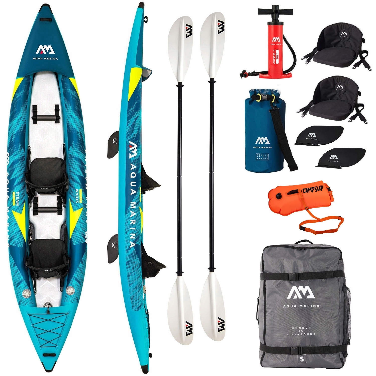 Nafukovací kajak Aqua Marina Steam 412 cm 2 x pádlo KP-1 nafukovací bójka