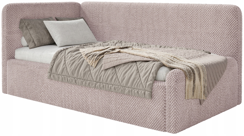 Postel pro mláděž 90x200 cm Fanklo pudrově růžová plyšová matrace levá