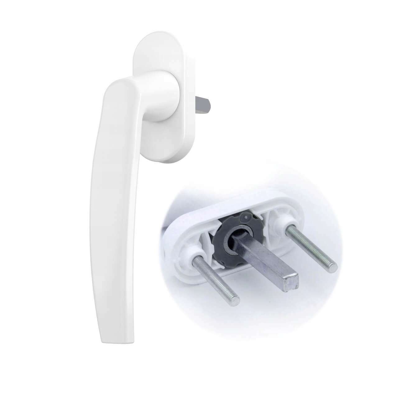 

Klamka okna metalowa trzpień 40mm Ral 9016 biały