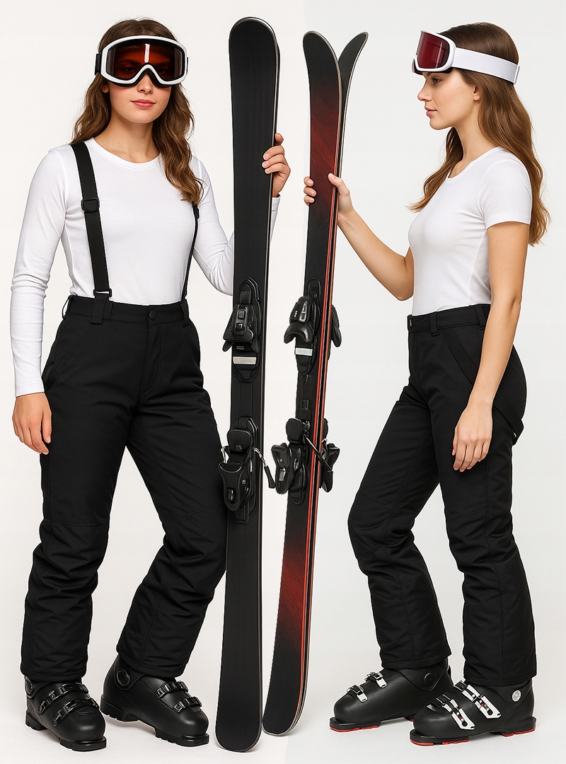 Dámské Zimní Lyžařské Kalhoty Snowboardové Zima Černé Ramenní Popruhy vel. XL