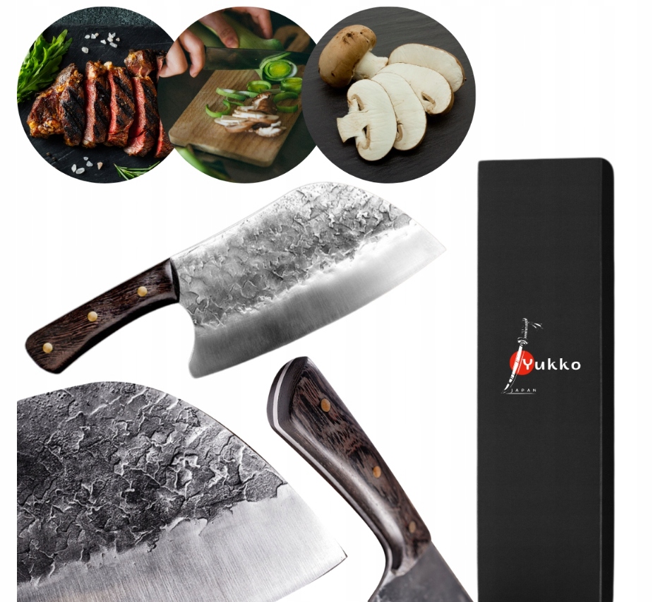 Sekáček Nůž japonský ručně kovaný šéfkuchař velmi ostrý Krabička