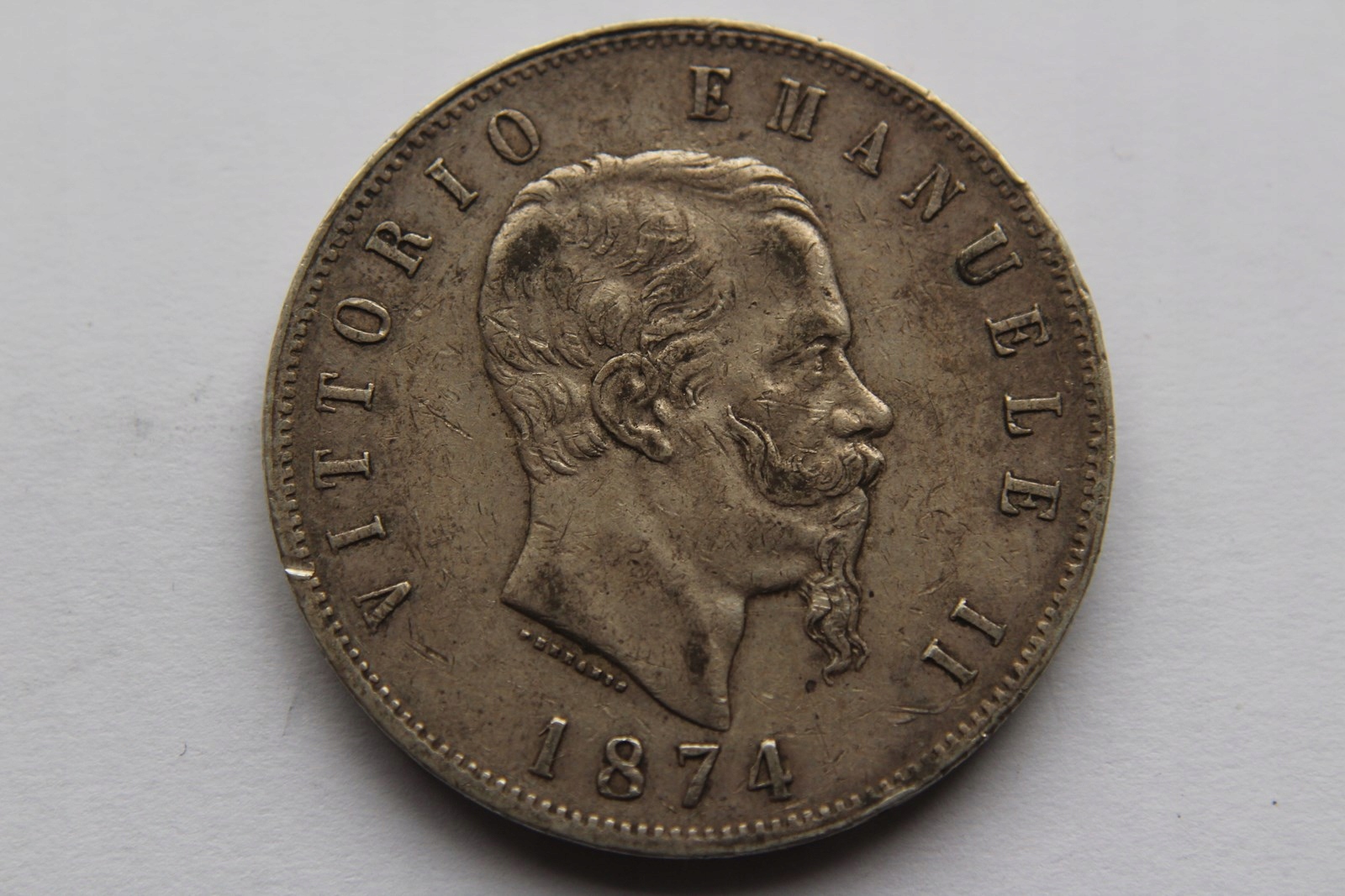 5 LIRA VITTORIO EMANUELE II 1874 R.- SREBRO- SZ06