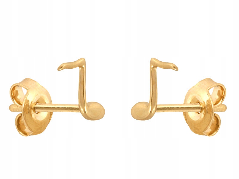 Zlaté náušnice 585 celebritky, hladké tóny na tyčince, nota
