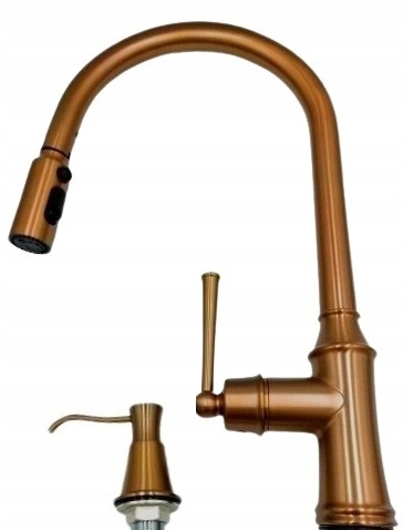 Kuchynská batéria Retro Dena Medená Oceľová Výtoková Ww Dávkovač