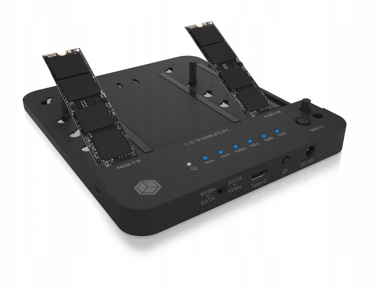 Stacja dokująca klonująca dla SSD/HDD M2 NVMe SATA Format dysków 2,5