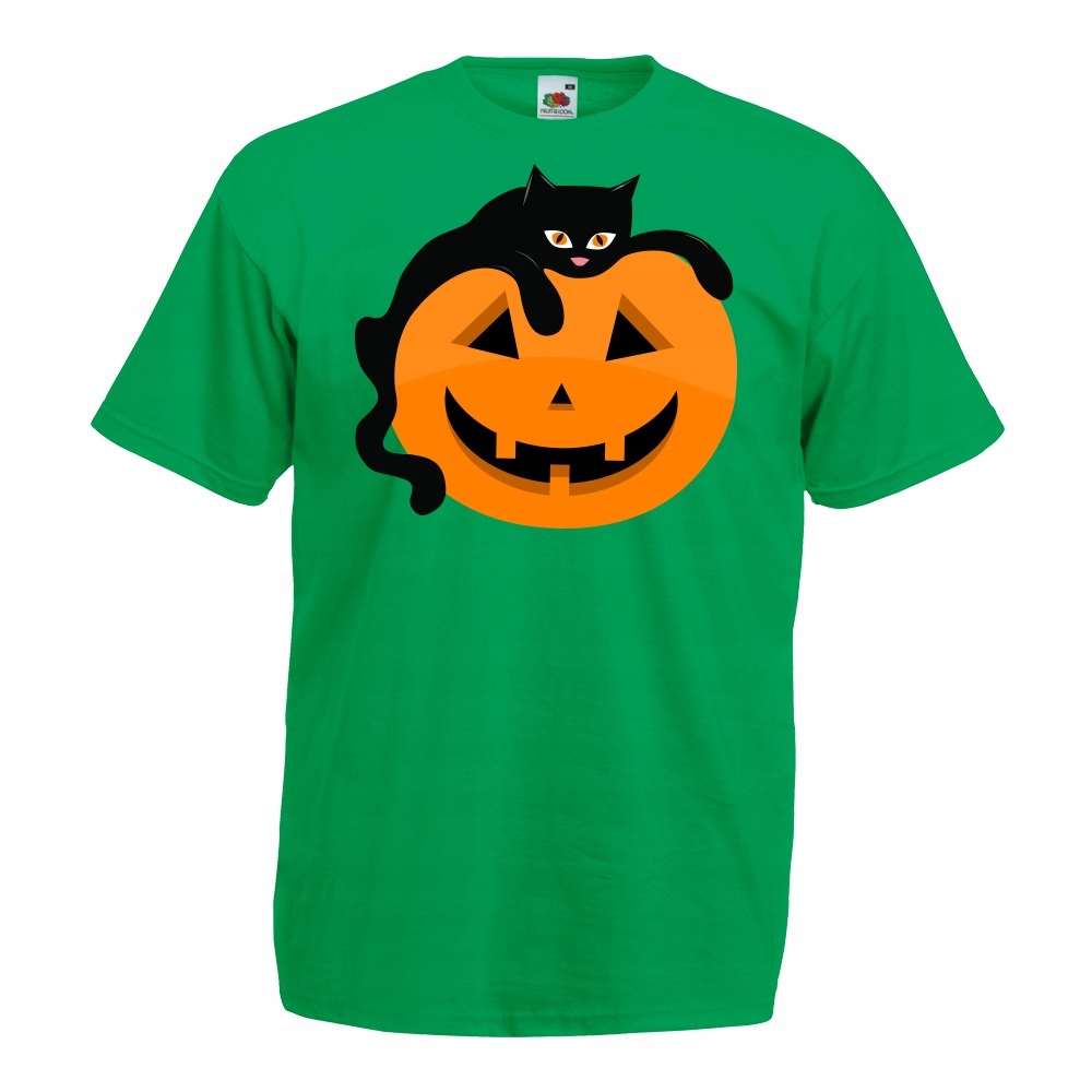 

Koszulka dynia czarny kot halloween XL zielona