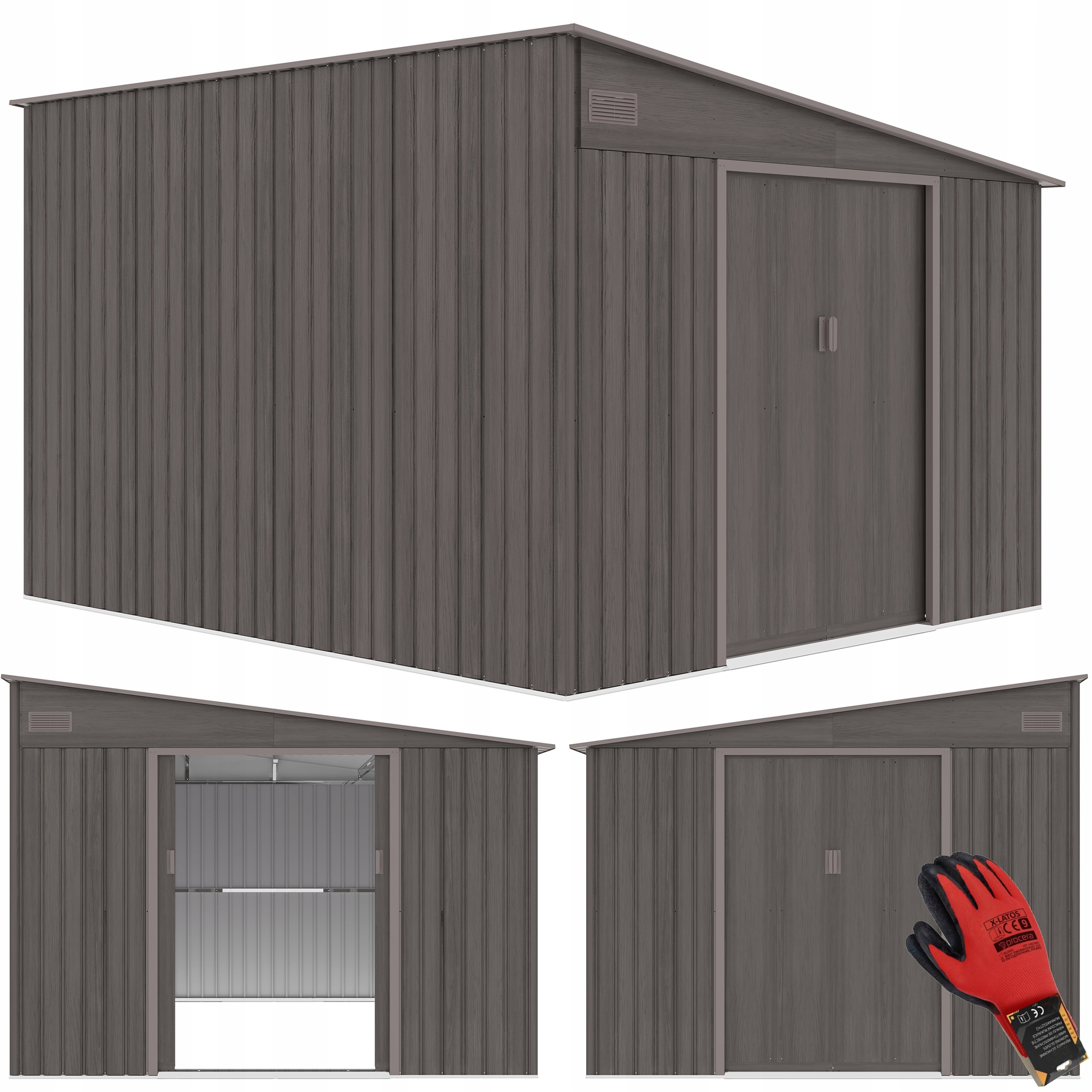 Domek Ogrodowy Metalowy Narzędziowy Schowek Ogrodowy Jasper 279x321cm Szopa