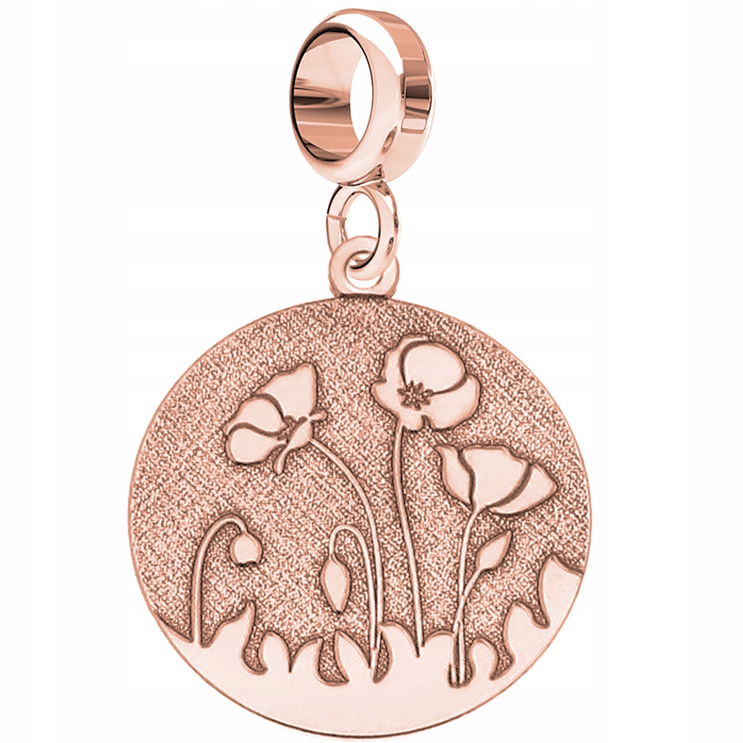 Visací přívěsek destička vlčí máky růžové zlato 925