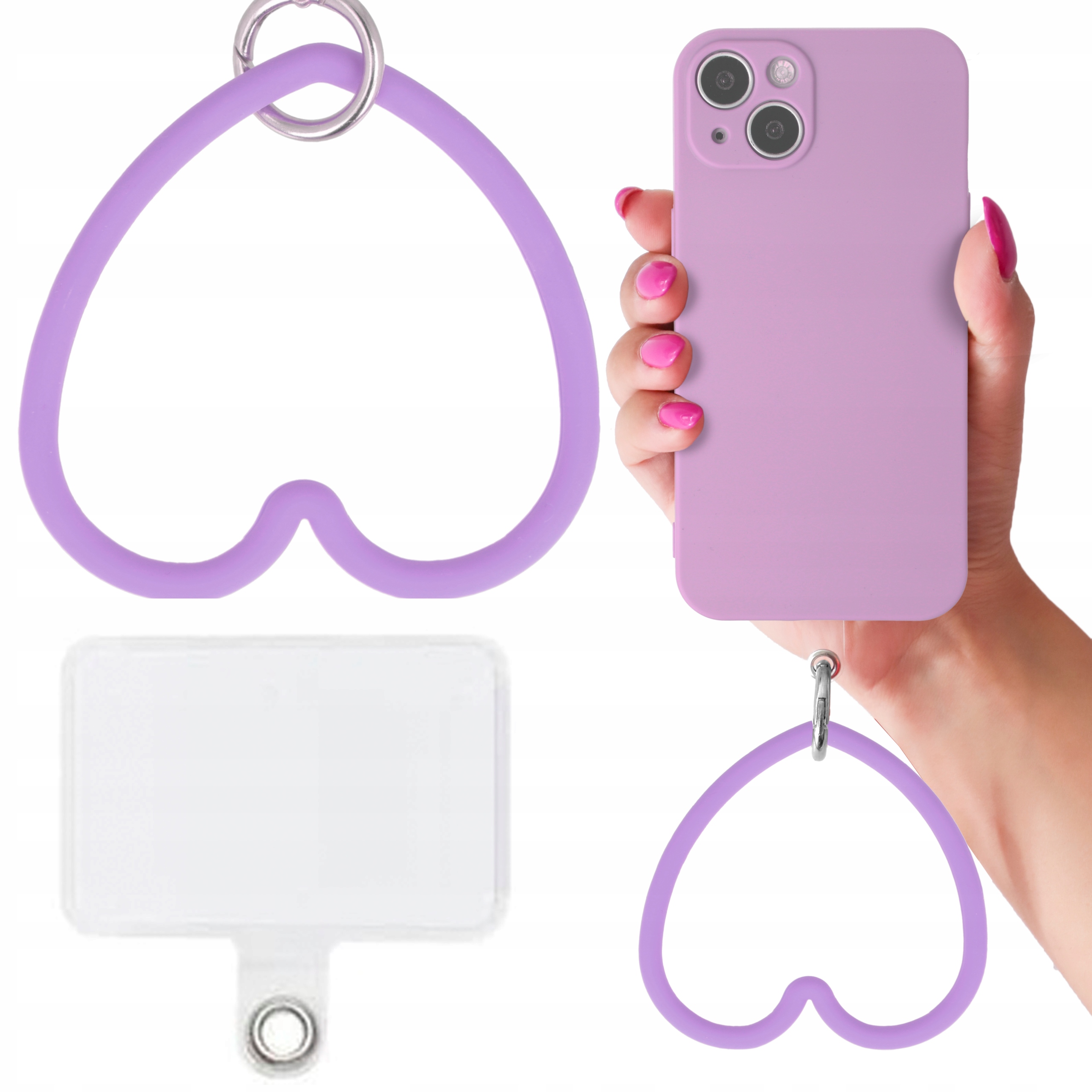 Uchwyt Na Nadgarstek Do Telefonu SERCE FIOLETOWY