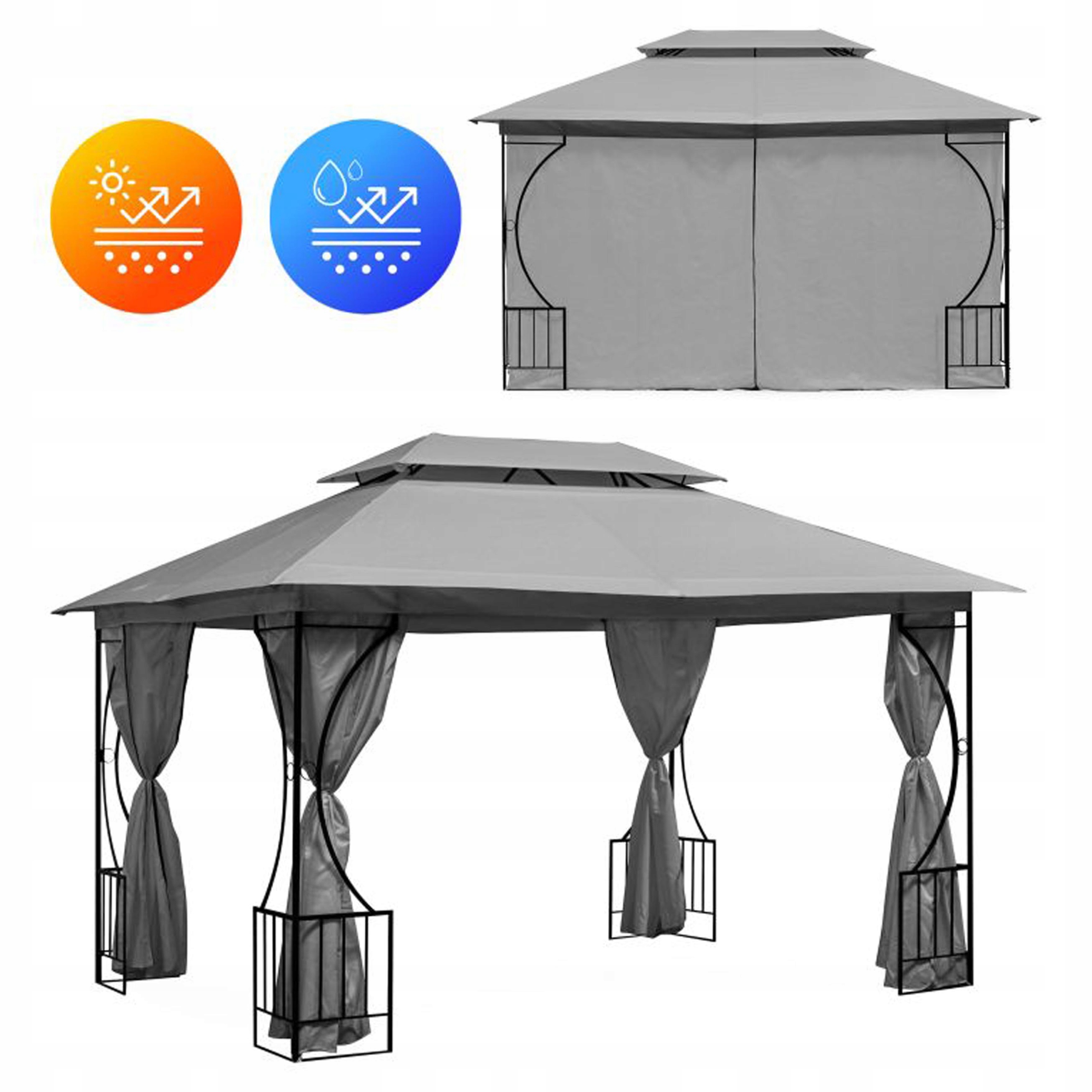 Pawilon Ogrodowy Namiot Altana 3x4m +4 Ściany Szary