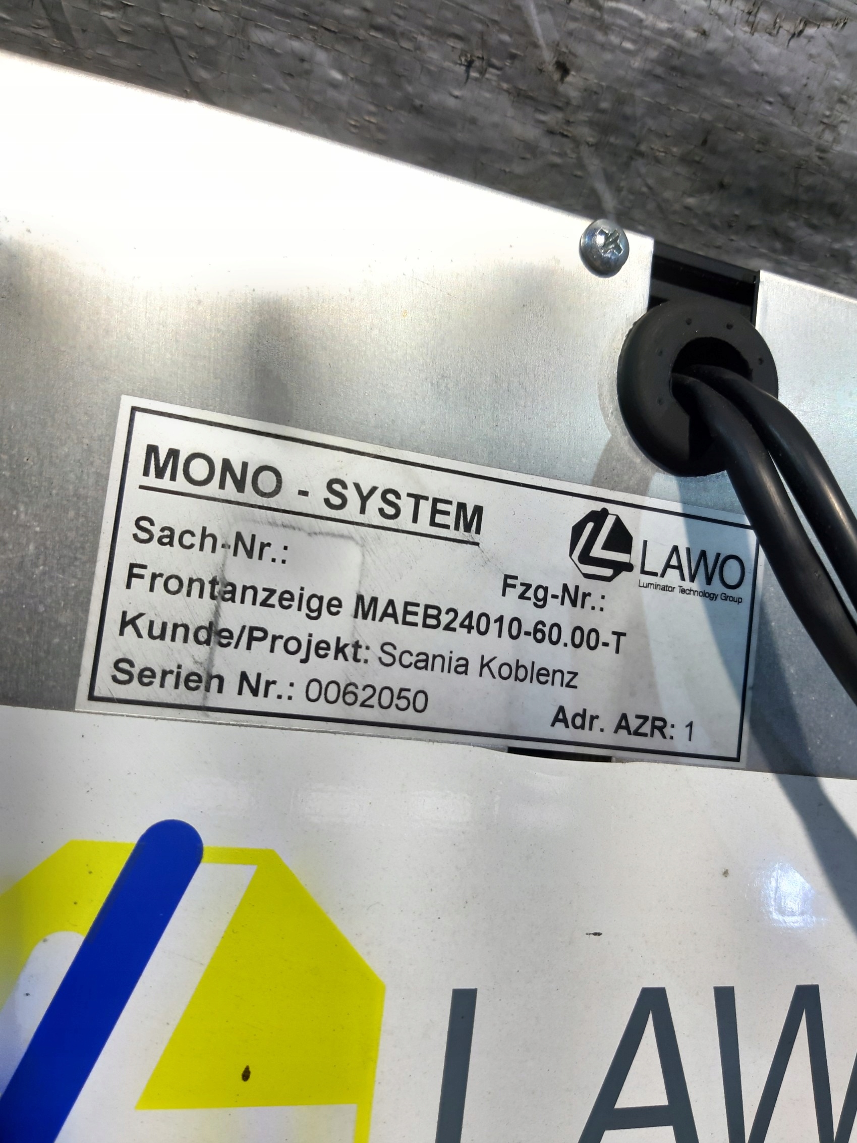 display LAWO MAEB24010-60.00-T MONO SYSTEM SCANIA