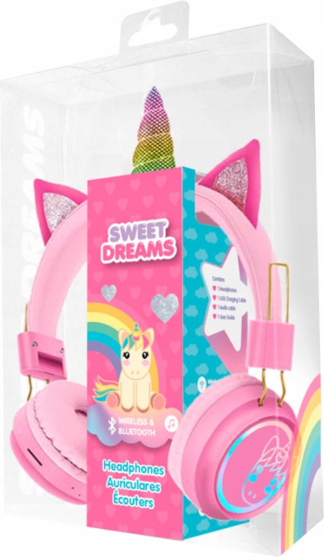 Sluchátka Sweet Dreams Unicorn Bezdrátová Bluetooth do uší s Led