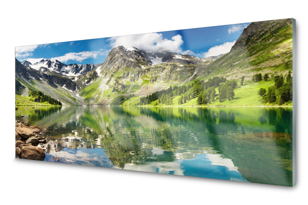 

Panel szklany do kuchni Góra Jezioro 125x50