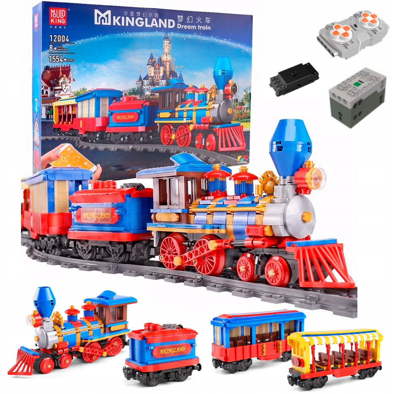 Mould King 12004 Klocki Technic Sterowany Pociąg z wagonami Rc