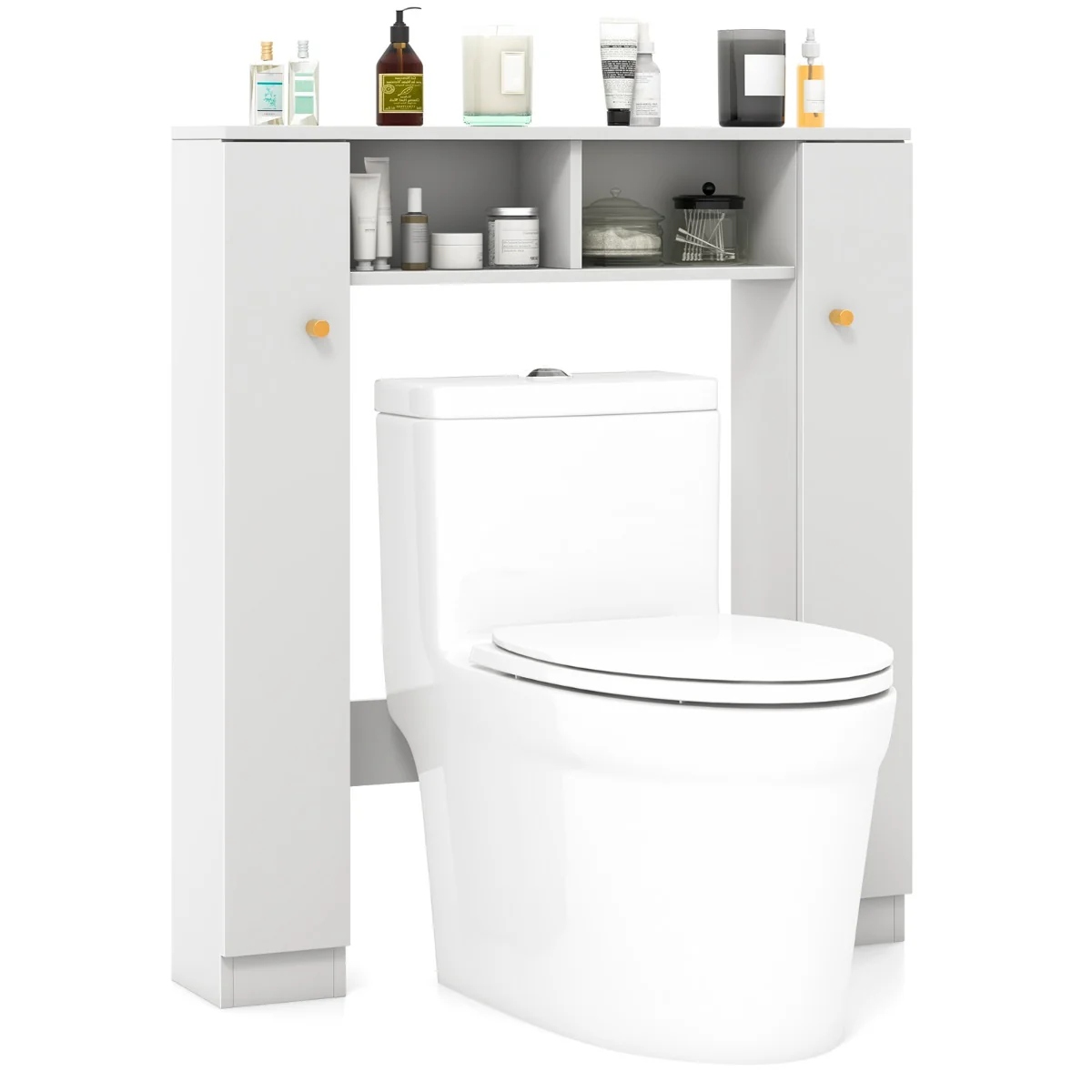 Koupelnová skříňka regál Costway bílá 18 x 87 x 98 cm, barva přední části: bílá