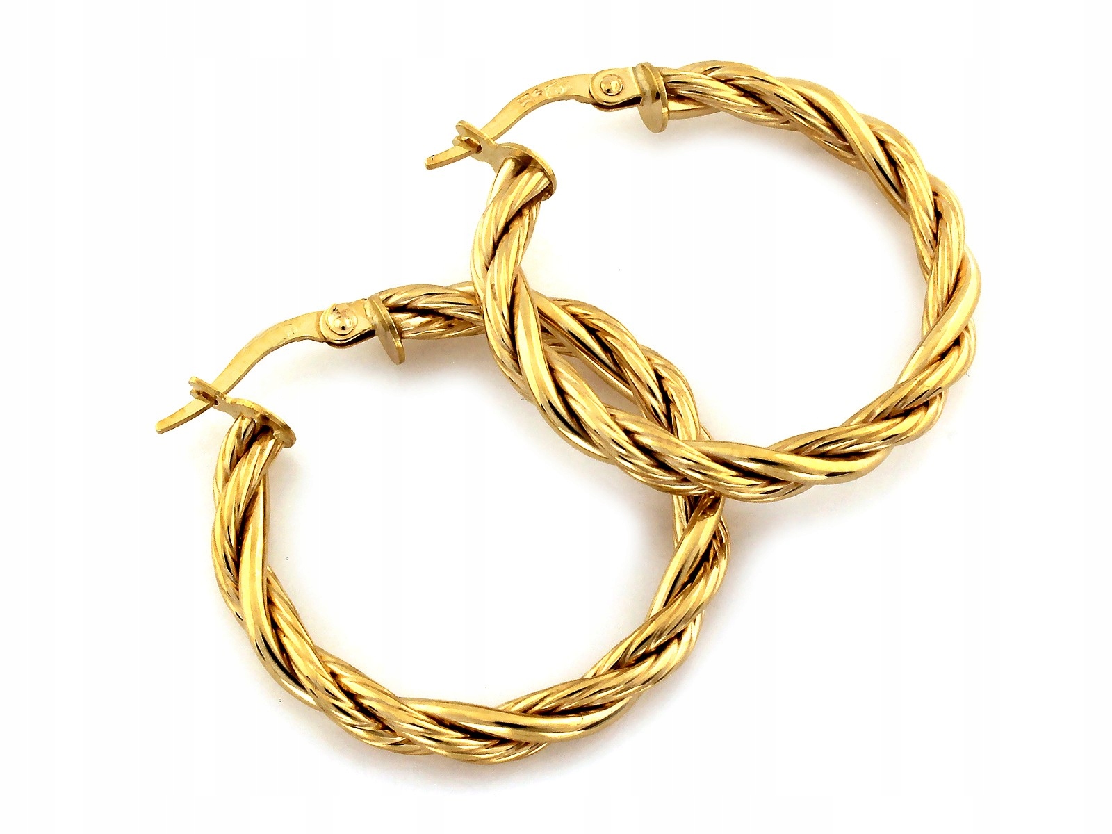 Dámské zlaté náušnice 585 s kroucenými koly 27 mm jsou ideální jako dárek