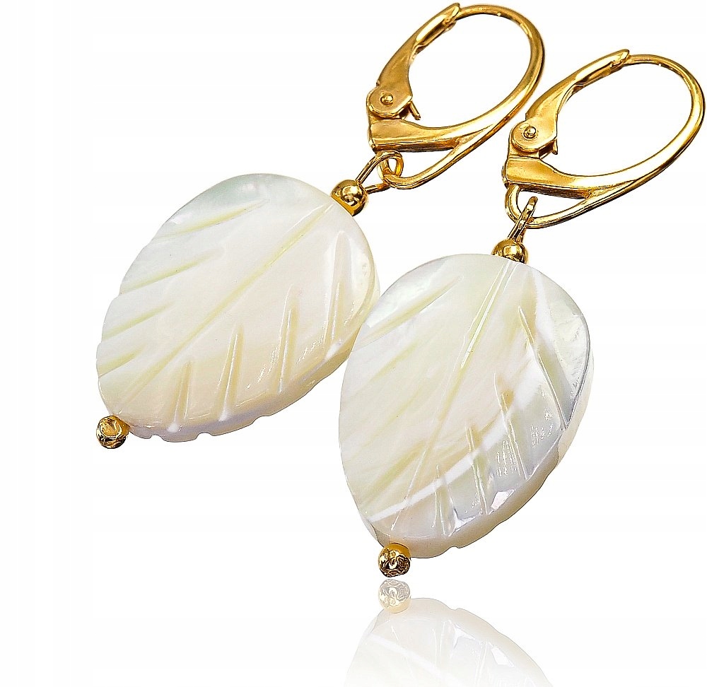 Perlová Hmota Krásné Náušnice Zlaté Stříbro