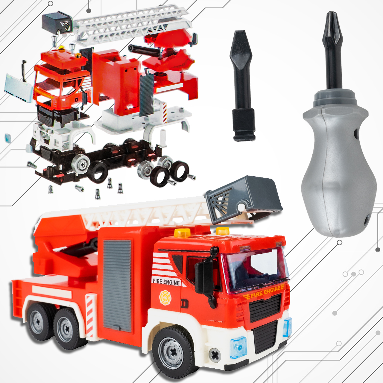 WÓŻ STRAŻACKI AUTO DO MONTAŻU STRAŻ POŻARNA 95 EL ŚWIATŁO DŹWIĘK WALIZKA Bohater brak