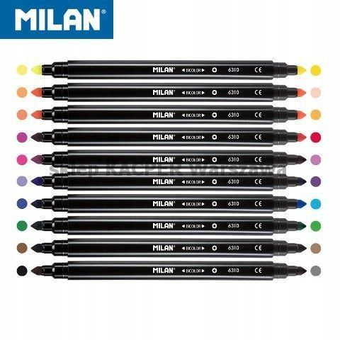 MILAN BICOLOR Flamastry Dwustronne 20kol. OKAZJA Marka Milan