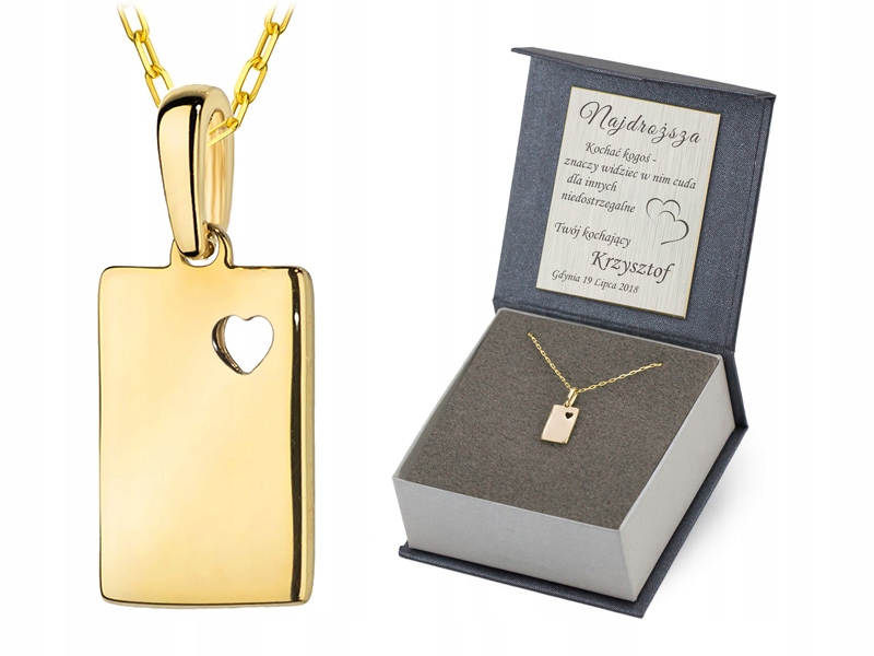 Zlatý Řetízek Přívěsek Plech Srdce pr. 585