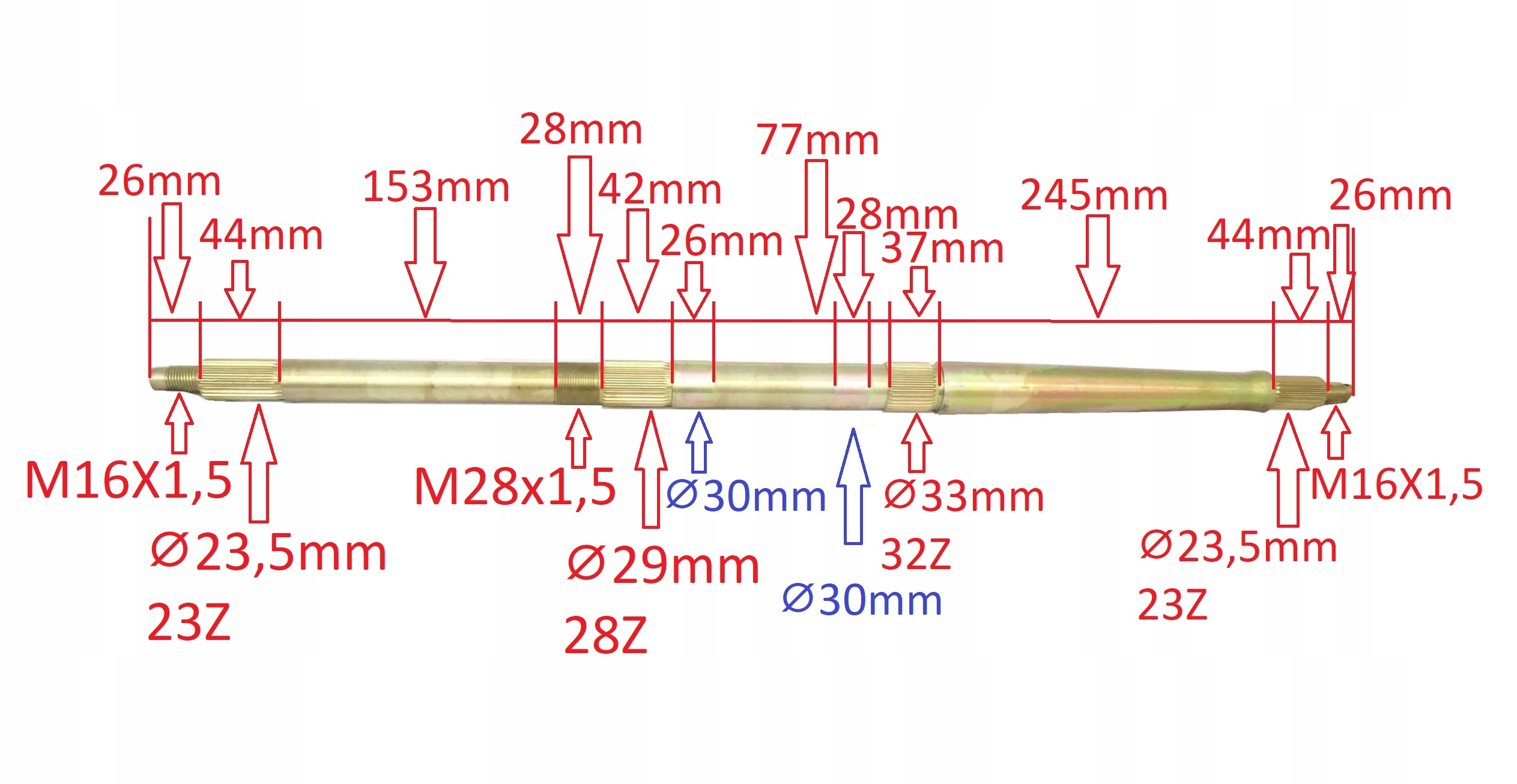 OŚ TYŁ TYLNA 78,5cm ATV DO QUADA EAN (GTIN) 5900802008134