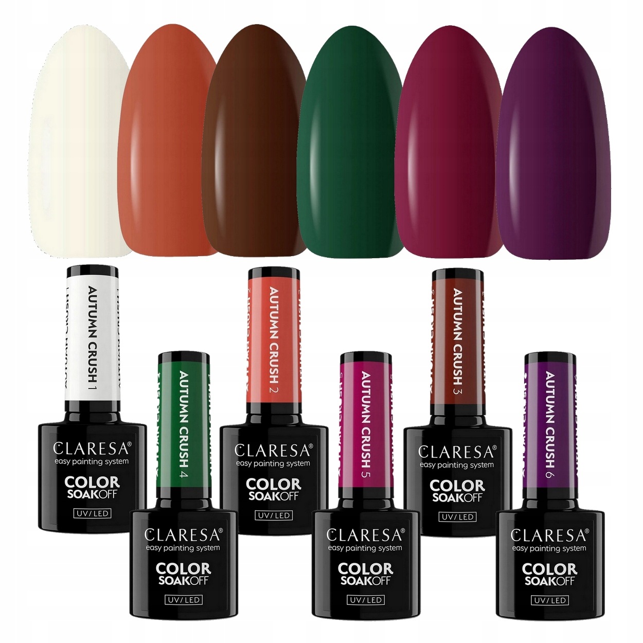 Claresa Autumn Crush lakier hybrydowy do paznokci na jesień jesienne 6 szt.