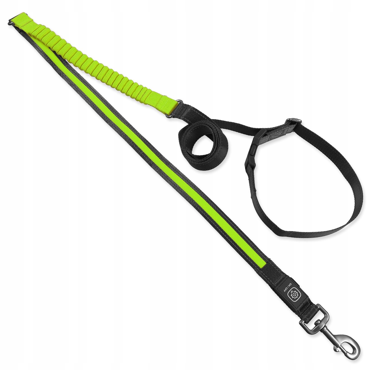 Levně Vodítko Dog Fantasy Usb Led nylonové běžecké zelené 2,5x180-250cm