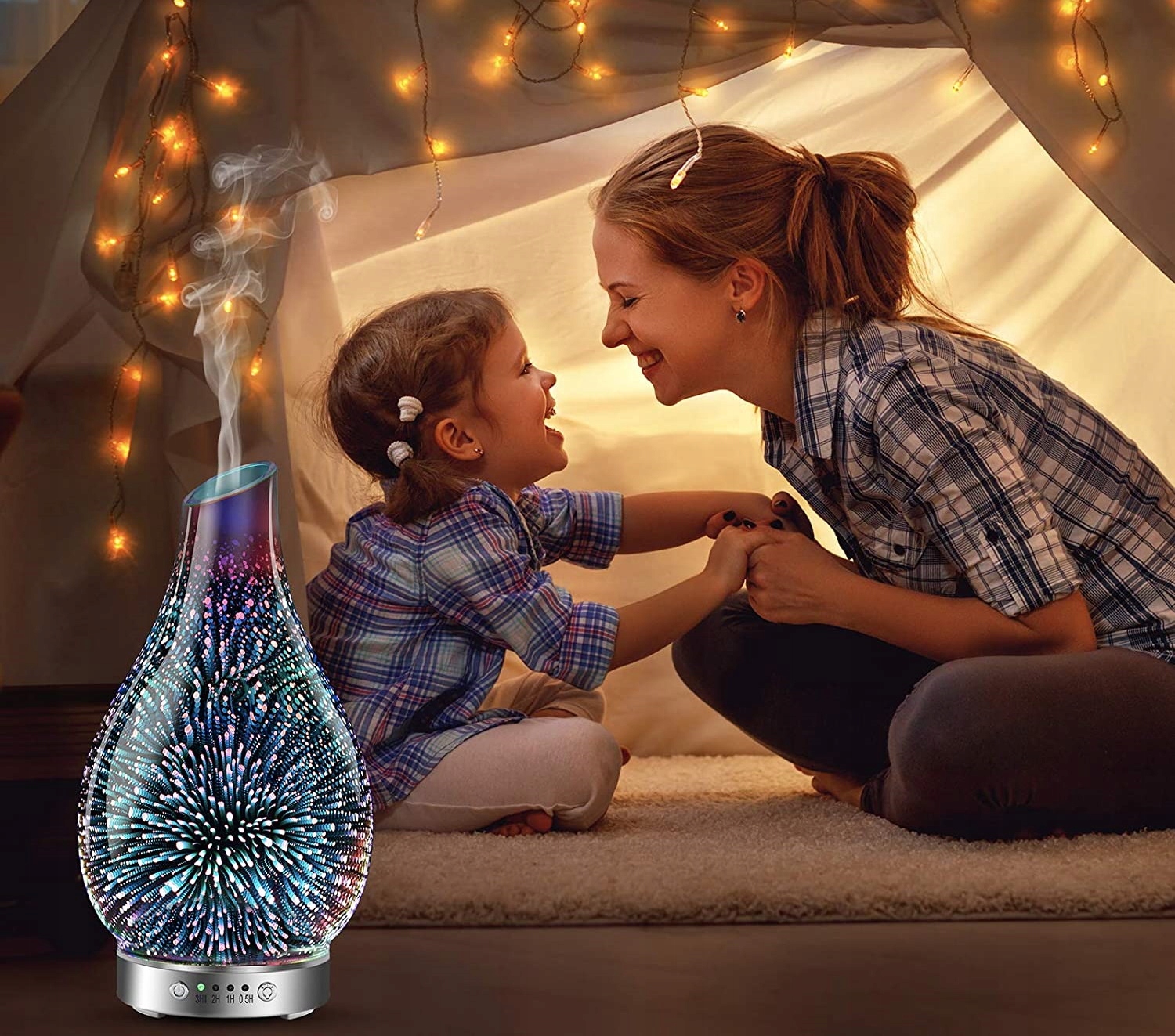 NAWILŻACZ POWIETRZA SZKLANY DYFUZOR Aromaterapia LAMPKA 3D NA Dzień Matki Marka Altera