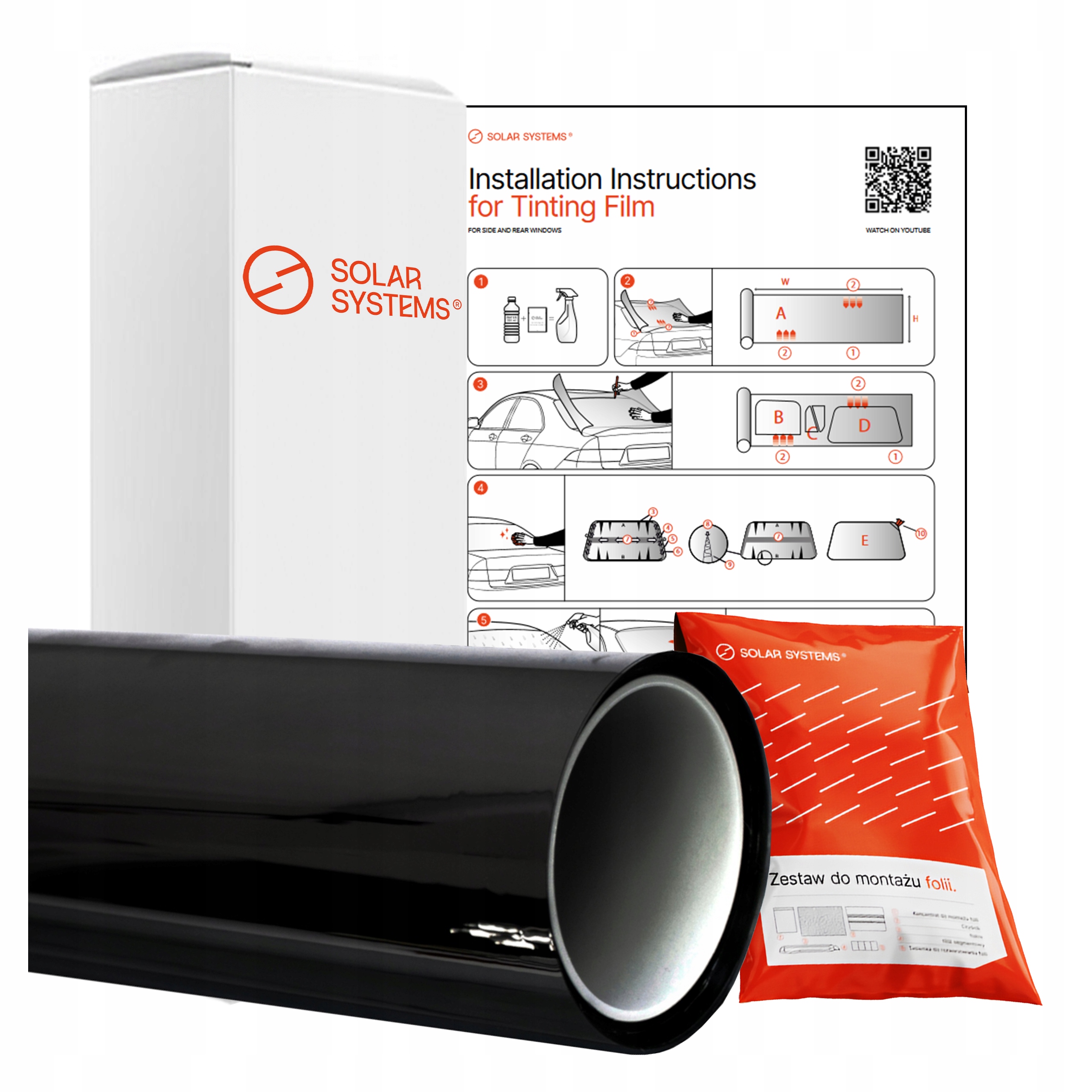 Fólie na ztmavování skel 500 x 75 cm smršťovací 50% černá Sada Auto