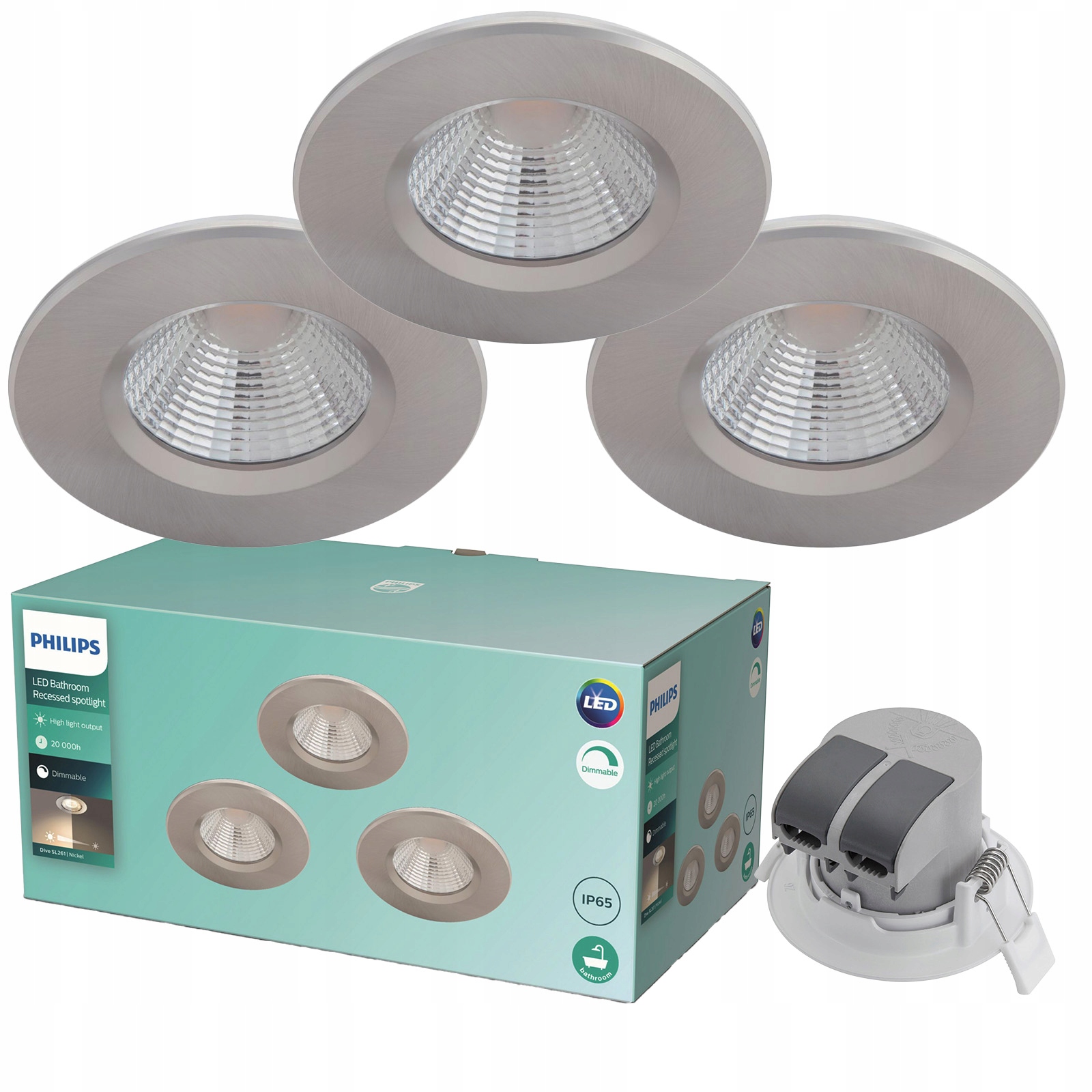 3x Podomietkové zapustené Led svietidlo 5.5 W 350 lm IP65 Hermetické Philips