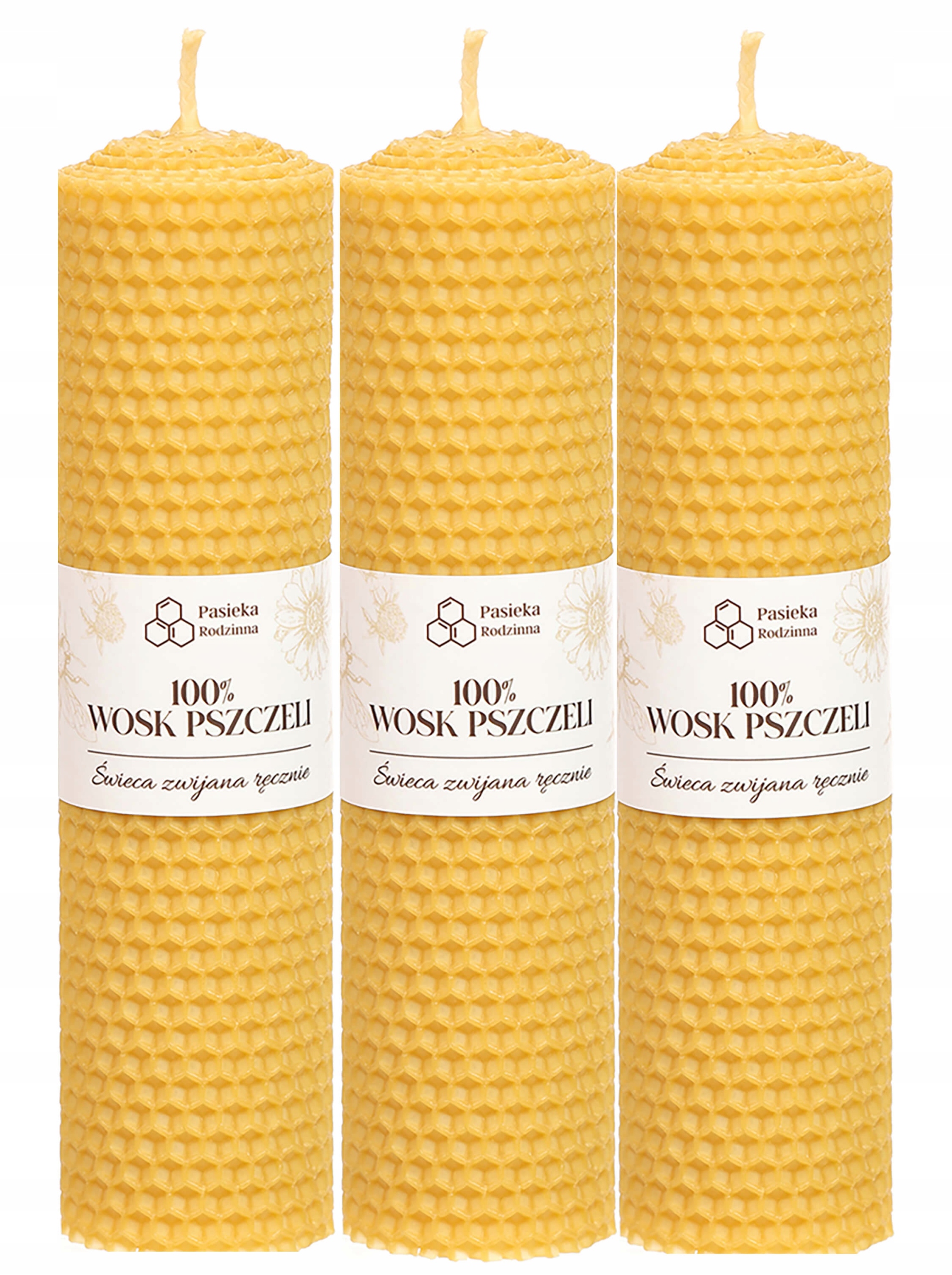 

3x Naturalne świeczki z wosku pszczelego 18/5 cm