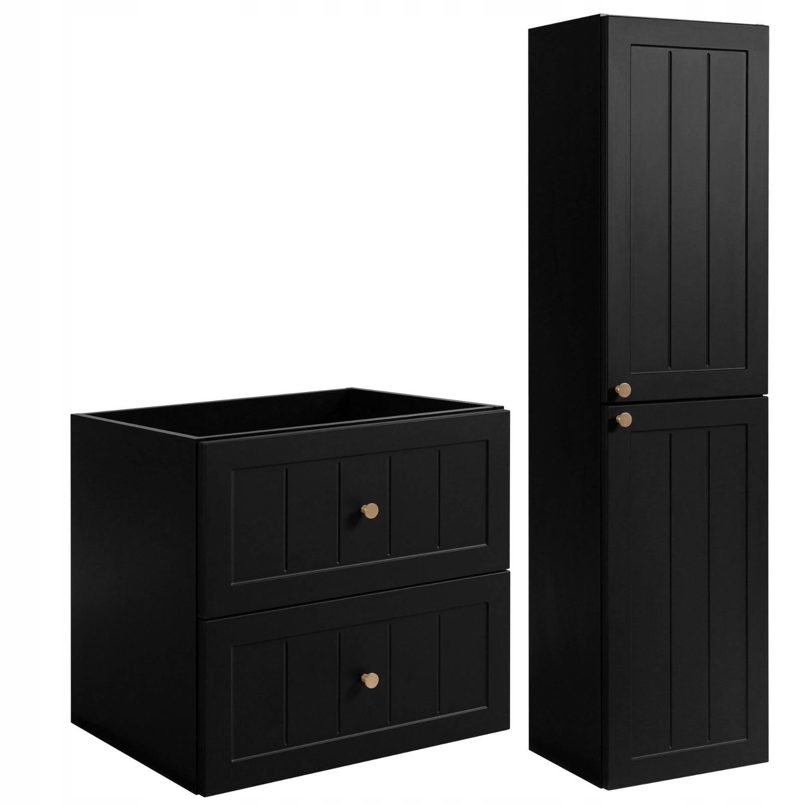 Sada koupelnových skříněk Skříňka 60 Sloupek 136 Černý Závěsný knoflík Kov