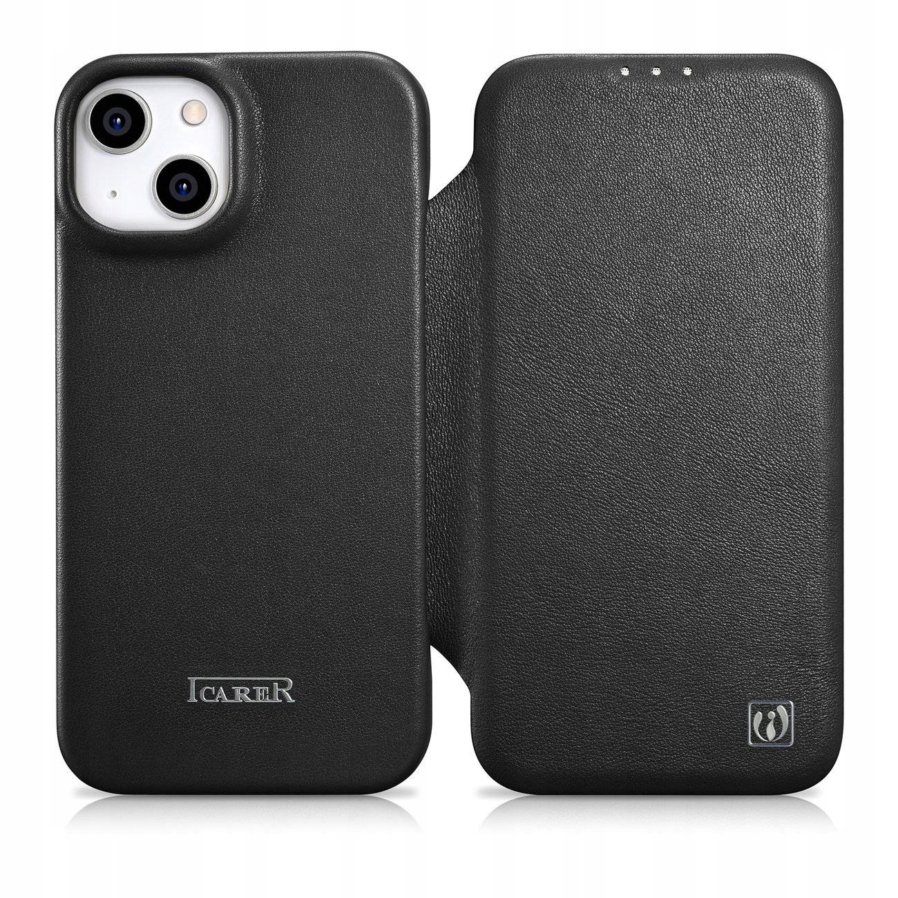 iCarer Ce Premium Leather Folio Case skórzane etui iPhone 14 Plus z Bk)