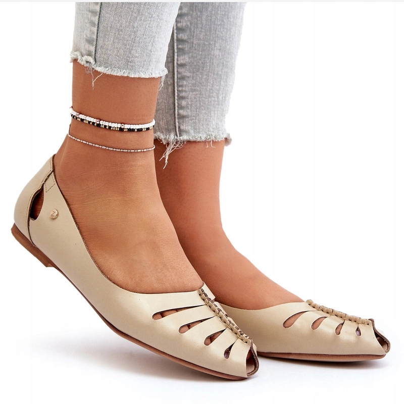 Zazoo 10009 Pohodlné Dámské Kožené Nazouvací Baleríny Béžové 37