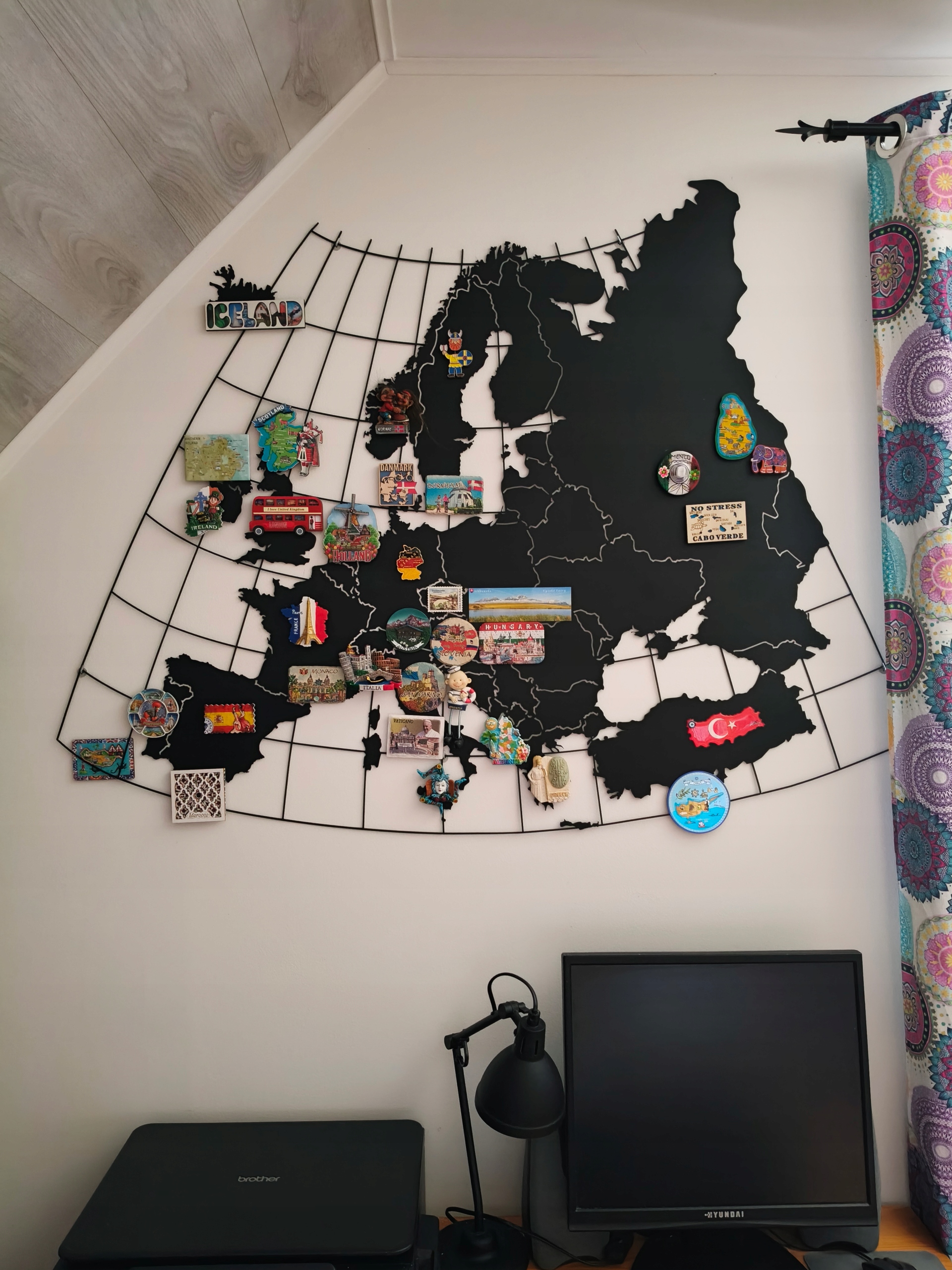 Kovová Európa rozdelenie na vašu mapu Európy magnety Turecko 125 cm