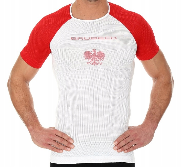 Koszulka T-shirt męski Brubeck barwy narodowe biało czerwona Z Orłem r.L