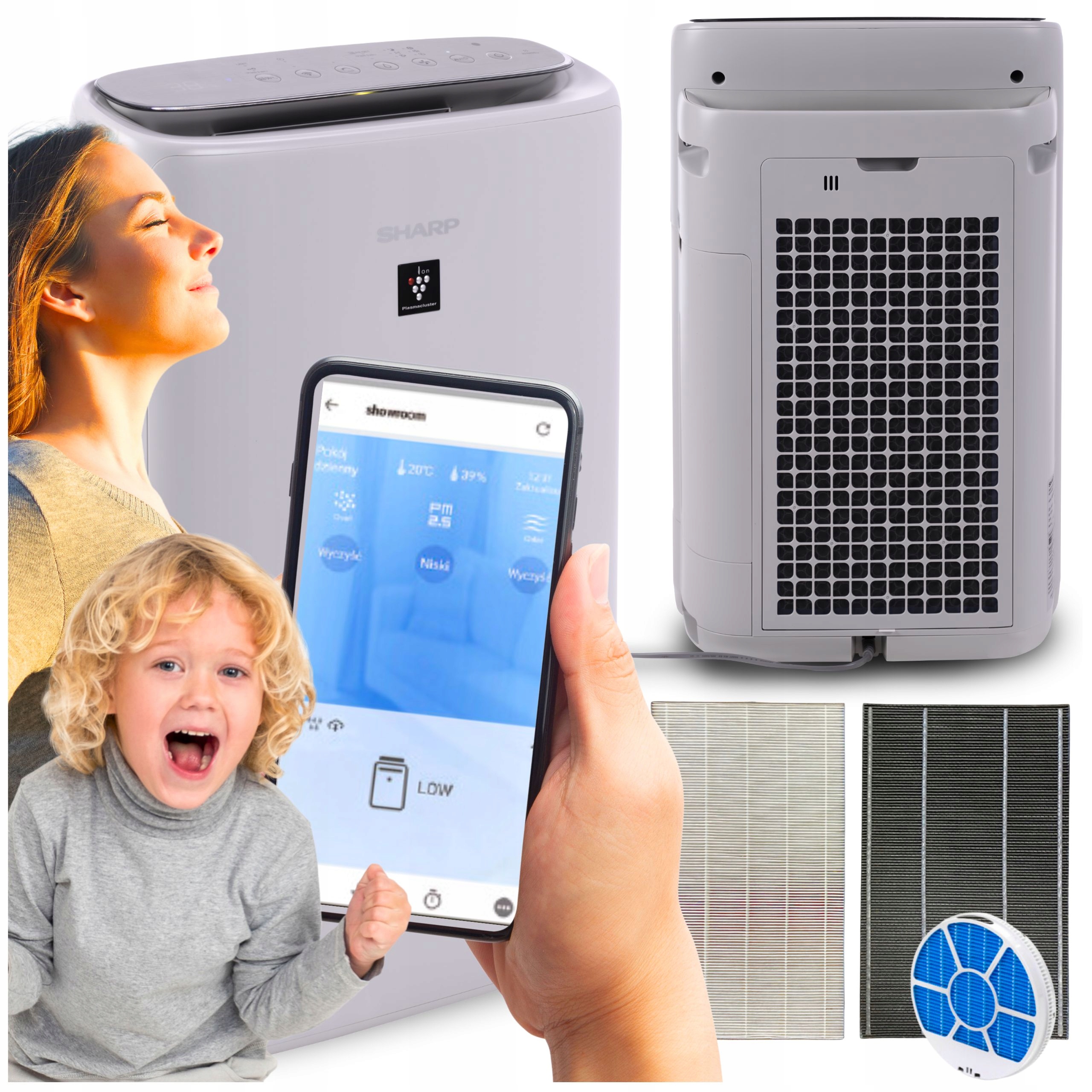 Sharp Čistička vzduchu Zvlhčovač Vzduchu Ionizace KI-N52EU-L Aplikace Pro