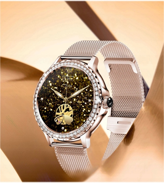 SMARTWATCH ZEGAREK DAMSKI ELEGANCKI CYRKONIE ROZMOWY POWIADOMIENIA MENU PL Kompatybilność systemowa Android iOS