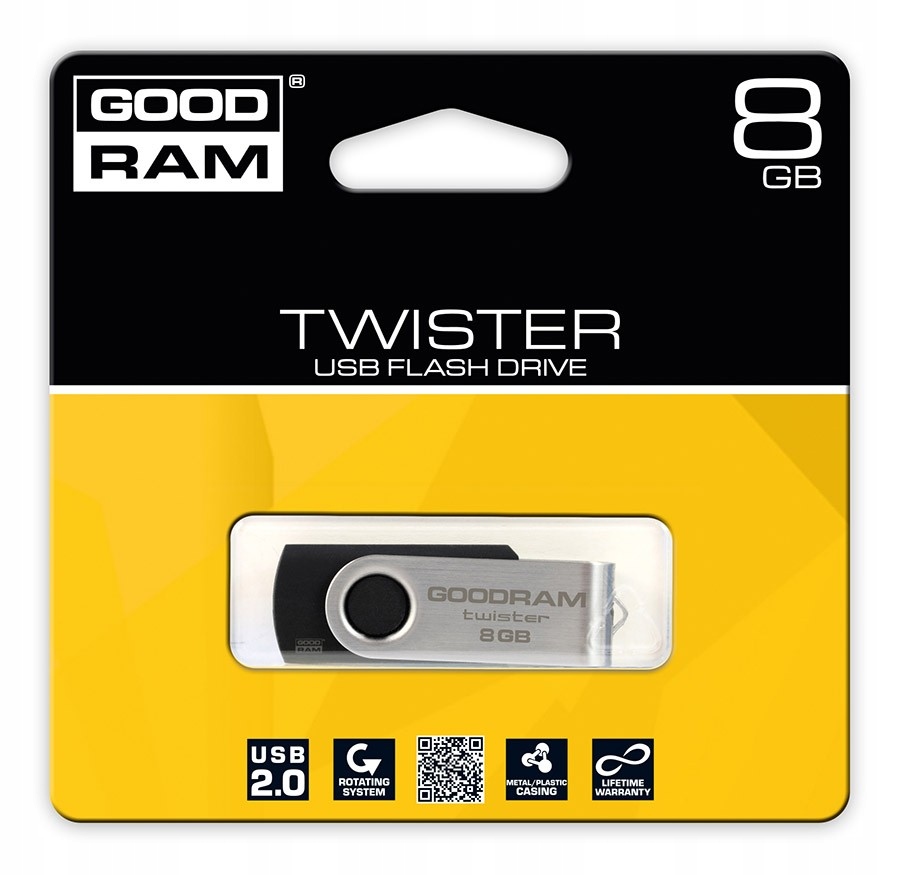 8GB Goodram Twister 8 Gb Pendrive +22MB/s Metal