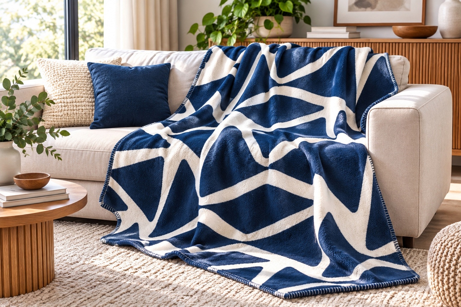 Bavlněná deka, přehoz na postel delikaty 155/200 Blue