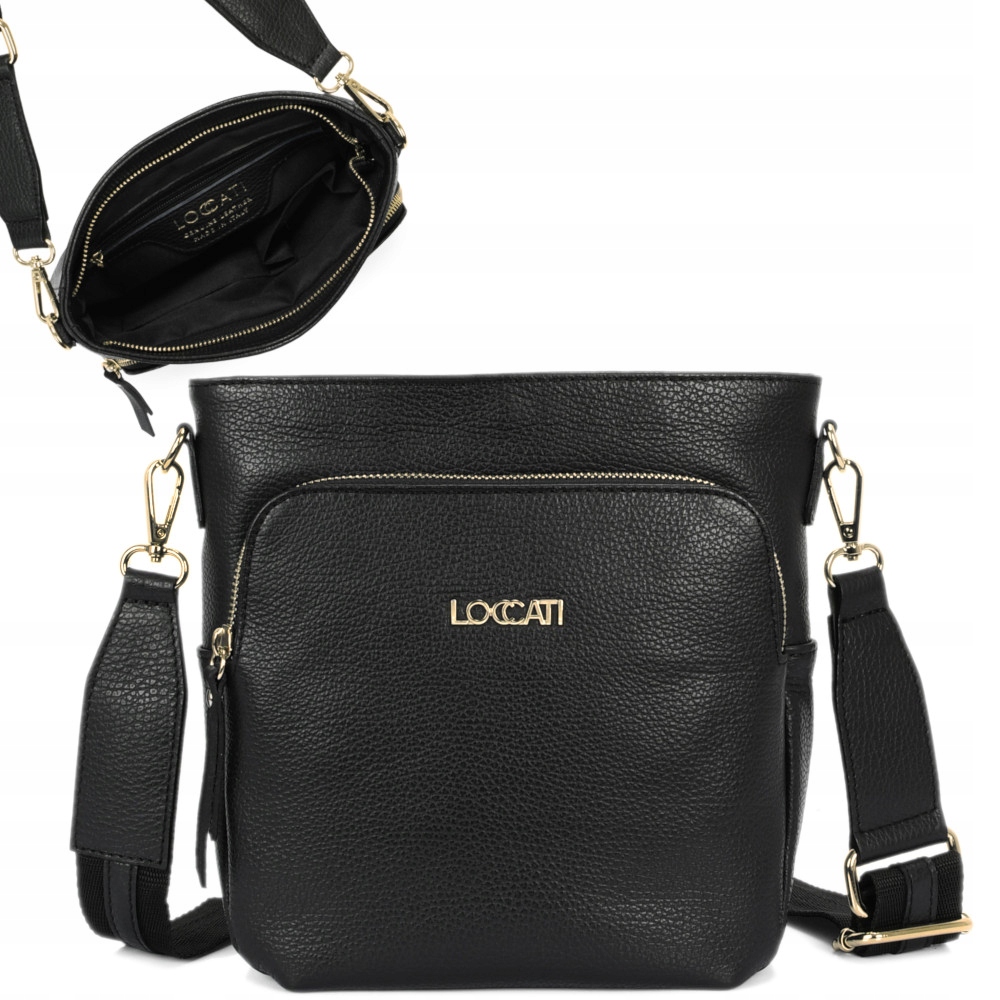 Torebka na szerokim pasku listonoszka damska skóra naturalna Loccati