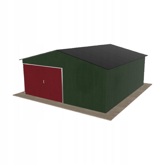 Plechová garáž 5.5 x 6 m jednopolohová, dvouspádová, zelená